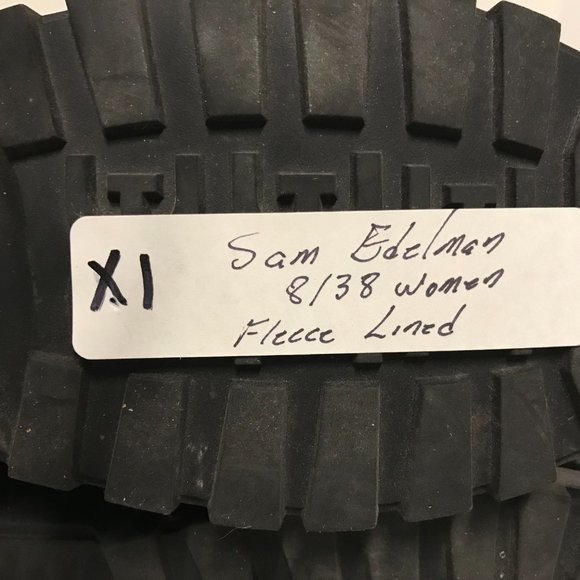 SAM EDELMAN Boots Women 8M/38 Fleece Lined Black Leather Mid Calf Pull On Wedge - Picture 11 of 11